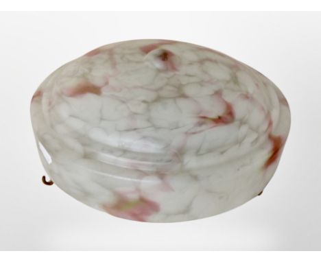 An Art Deco marbled glass light shade, diameter 30cm.