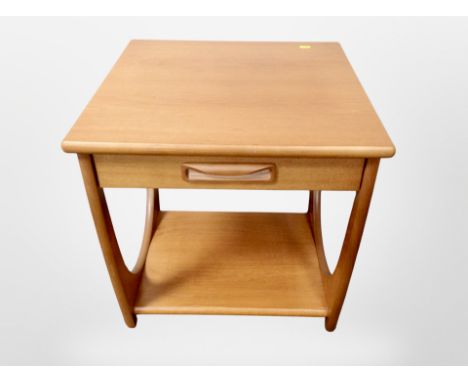 A teak effect lamp table, width 50 cm 