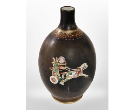 A Prattware vase, circa 1860, decorated with chariots and archers, height 28cm.