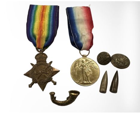 A WWI medal pair named to 7-3909 Pte. R Davison Durham Light Infantry, comprising 1914-15 Star and Victory Medal, together wi