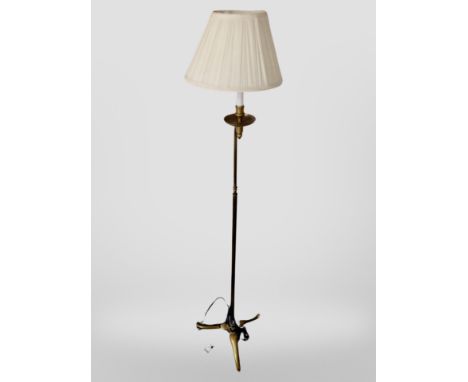 A brass standard lamp, height 152 cm 