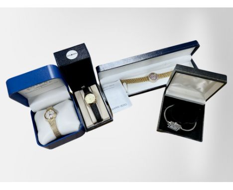 Four lady's quartz wristwatches by Gianni Vecci, Rotary, Sekonda and Avon.  CONDITION REPORT: All appear close to retail cond