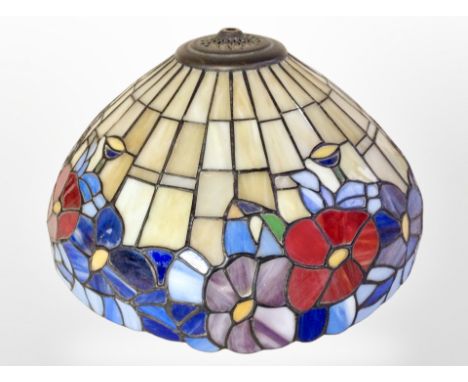 A Tiffany-style leaded glass pendant light shade, diameter 40cm.