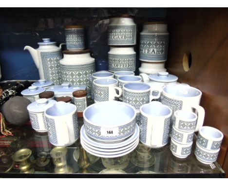 A Quantity of Hornsea Tapestry Pattern Wares comprising lidded storage jars, condiment set, teapot and coffeepot, jugs, lidde