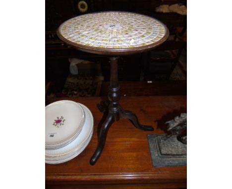 A Mahogany Wine Table on a tripod base with mosaic top. €40-60