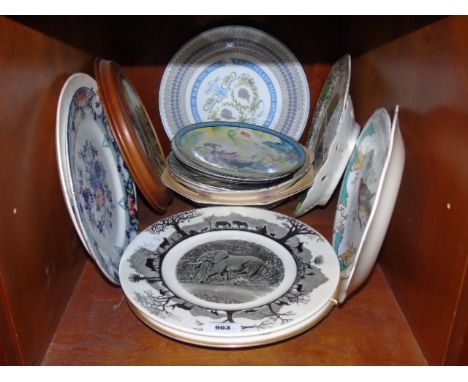 A Shelf of 19th Century and Later Plates and Two Blush Ivory Bowls. €30-50