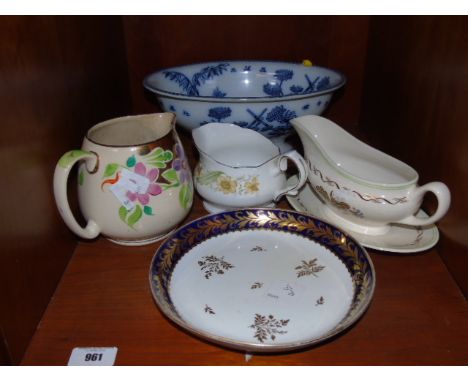 A Shallow Dish, possibly Worcester, circa 1810/20, with cobalt blue and gilt decorated banding on white ground, a Royal Doult