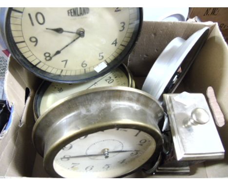 A 'Fenland' Wall Clock and Matching Thermometer, four further clocks and another barometer set in stone.   €50-80