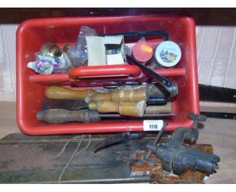 Assorted Woodworking Tools, Saws, Small Vice, Chisels, etc.