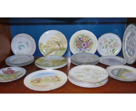 A Shelf of Hand Painted Plates,  approx 24. €30-50