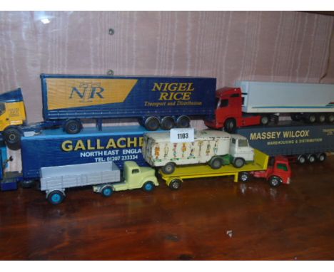 A Tekno (Denmark) Carlsberg Lorry, a Matchbox ford Tractor Cab, Dinky Toys, Cab and Trailer, etc. €30-50