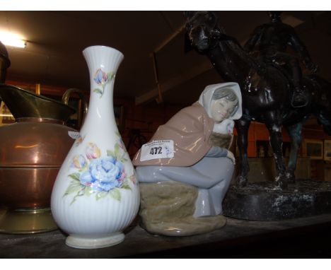 A Nao Figure of a Girl and an Aynsley Bud Vase. €15-20