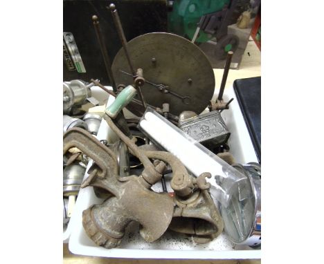 A Quantity of Items to include a barometer, a diary herd recorder, a mincer etc.
