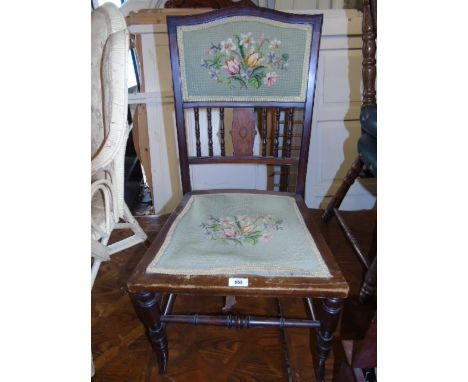 An Oak Elbow Chair with Tapestry Panels €60-80