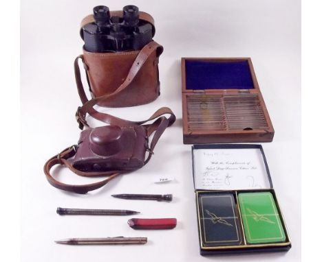 A pair of Otto Walter sporting binoculars and a Reflex camera etc