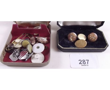 A pair of 18 carat gold studs, 18 carat gold cufflinks and a pair of 9 carat gold cufflinks etc