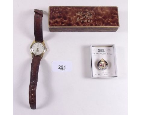 A boxed Rotary seven 9 carat gold plated gentlemens watch  (working order and boxed)  and a  Red Cross and St John War Organi