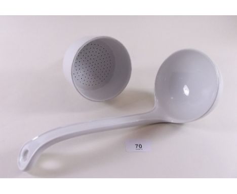 A Royal Worcester white porcelain kitchen funnel and ladle