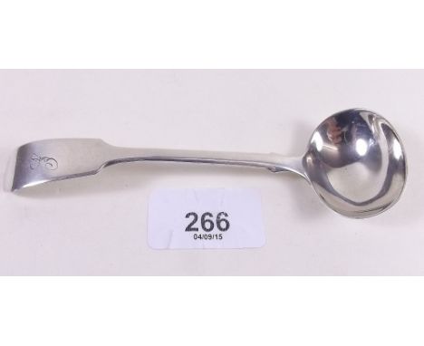 A fiddle pattern silver cream ladle , Exeter 1825