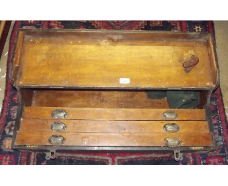 An old carpenters tool box with fitted drawers to interior 