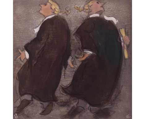 Charlotte Lyon, Limited Edition print, entitled 'Two Barristers' 38/95, 22cm x 22cm 