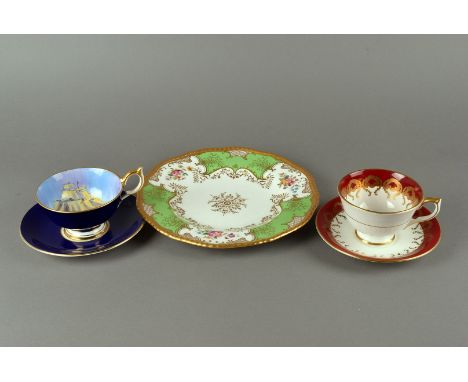 A collection of various cabinet ceramics, including Copeland, Aynsley, Ridgway style and more, comprising plates and cups and