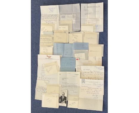 Political, Sport and TV Autograph Card Collection of 19 Signatures. Includes H. G. Lazell, Cobie Legrange, Philip Levene, Aud
