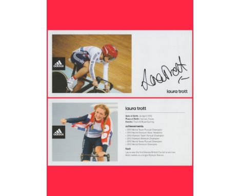 Olympics. Cyclist Laura Trott, Now Laura Kenny, Signed Adidas Personalised Promo Card. Signed in black ink. All autographs ar