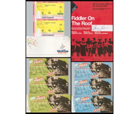 Assorted Events Original Tickets Collection. Two 1999 England V Kenya Cricket Ticket Stubs, Six The Police Music Band Ticket 