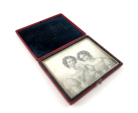 J Noty (19th Century), Double portrait of the daughters of Sir Henry Chamberlain, pencil, signed and dated 1829, glazed, in a