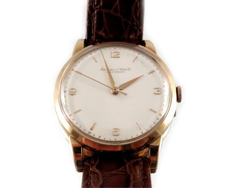 IWC, a gentleman's 18ct gold wrist watch, signed manual wind calibre 89, numbered 1474950, case numbered 1515540, Swiss conve
