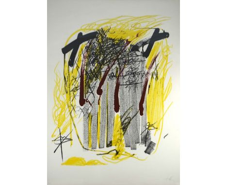 † Antoni Tapies (1923-2012), Quatre Barres, lithograph, 1971, signed and numbered HC, limited personal artists proof, aside f