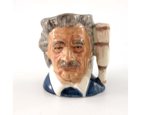 A Royal Doulton tiny prototype character jug, Einstein, with telescope, printed mark, 4cm high