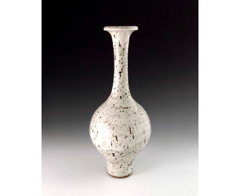 † Dame Lucie Rie (1902-1995), a studio pottery stoneware swan neck vase, circa 1956, ovoid form with elongated and flared nec