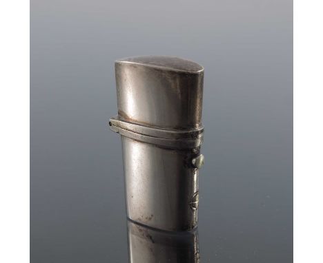 A George III silver miniature scent flask, TW, Birmingham 1801, etuille form, plain with hinged lid, the interior with glass 