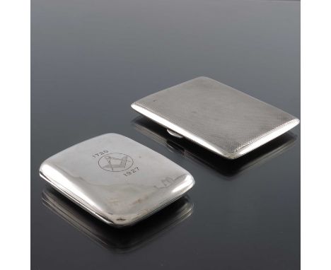 Two George V and George VI silver cigarette cases, Mappin and Webb, Birmingham 1946 and I S Greenberg and Co., Birmingham 192