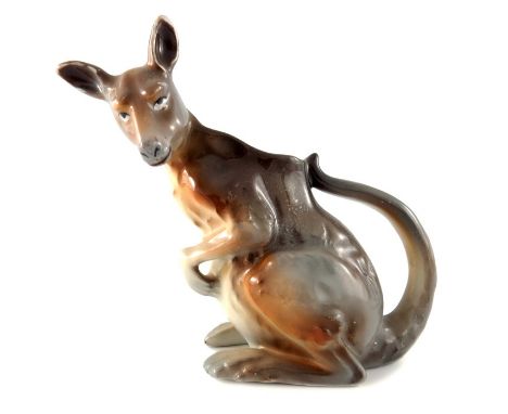 A Royal Bayreuth porcelain novelty creamer jug, in the form of a Kangaroo, printed mark, 12.5cm high