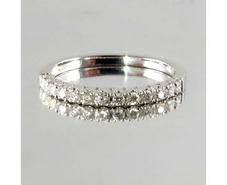 An 18ct gold brilliant-cut diamond half eternity ring, total diamond weight 0.18ct, engraved to band, estimated G-H colour, V