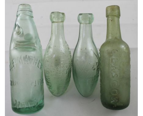 Four vintage bottles to include example with marble (4).