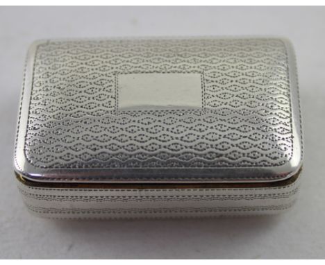 John Shaw; a George III hallmarked silver snuff box with bright-cut decoration, Birmingham 1816, 2.7 x 4.1cm, approx 0.6ozt. 
