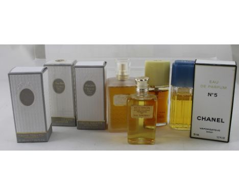 Eight vintage bottles of perfume to include three boxed Christian Dior 'Miss Dior', an unboxed 'Miss Dior', an unboxed Christ