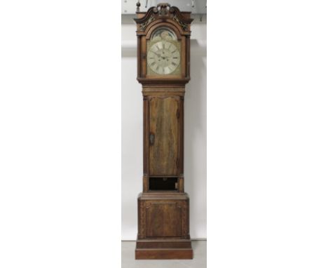 Thomas Brown of Chester; a 19th century mahogany-cased longcase clock, the brass and silvered metal dial with moon phase abov