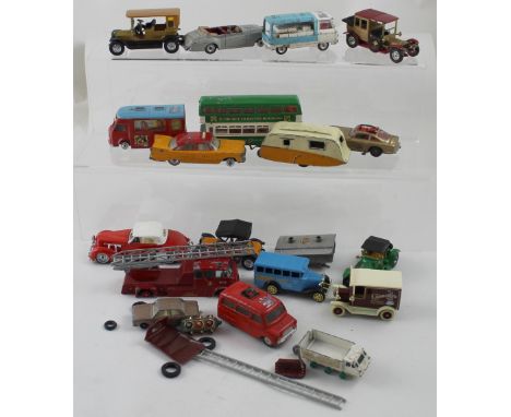 A group of playworn diecast vehicles to include a Corgi James Bond Astin Martin DB5, gold colour with ejector seat and figure