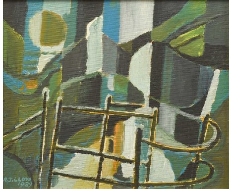 Reginald James Lloyd (1926-2020)Abstract seascapeSigned and dated 1989, oil on board, 29cm by 34cm; together with a companion