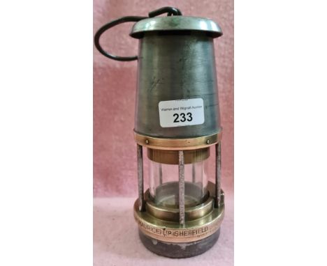 A Wolf safety lamp miner's lamp by WM Maurice, Sheffield Ltd. 