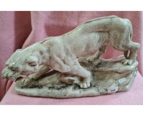 A crackle glaze ceramic tiger, length 46cm. 