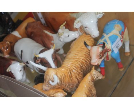 9 various Beswick ceramic animals and 1 Cow Parade.