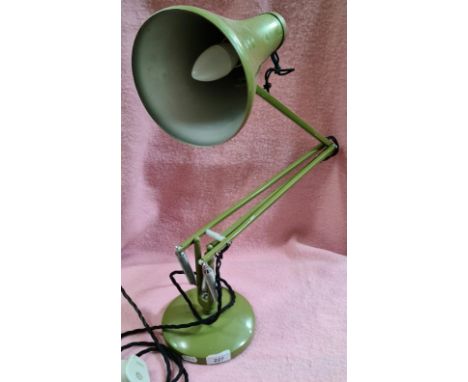 A vintage Herbert Terry &amp; Sons khaki anglepoise lamp on circular domed base. 