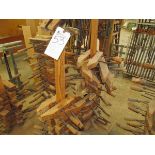 (Lot) Wood Clamps w/ Cart