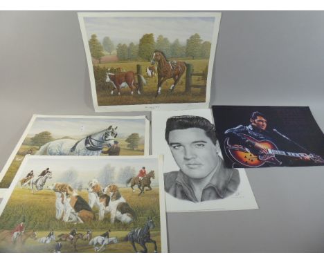 A Collection of Various Unframed Prints to Include Evanson, Elvis Presley, John Constable Etc 